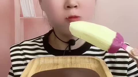 Girl ice cream bite