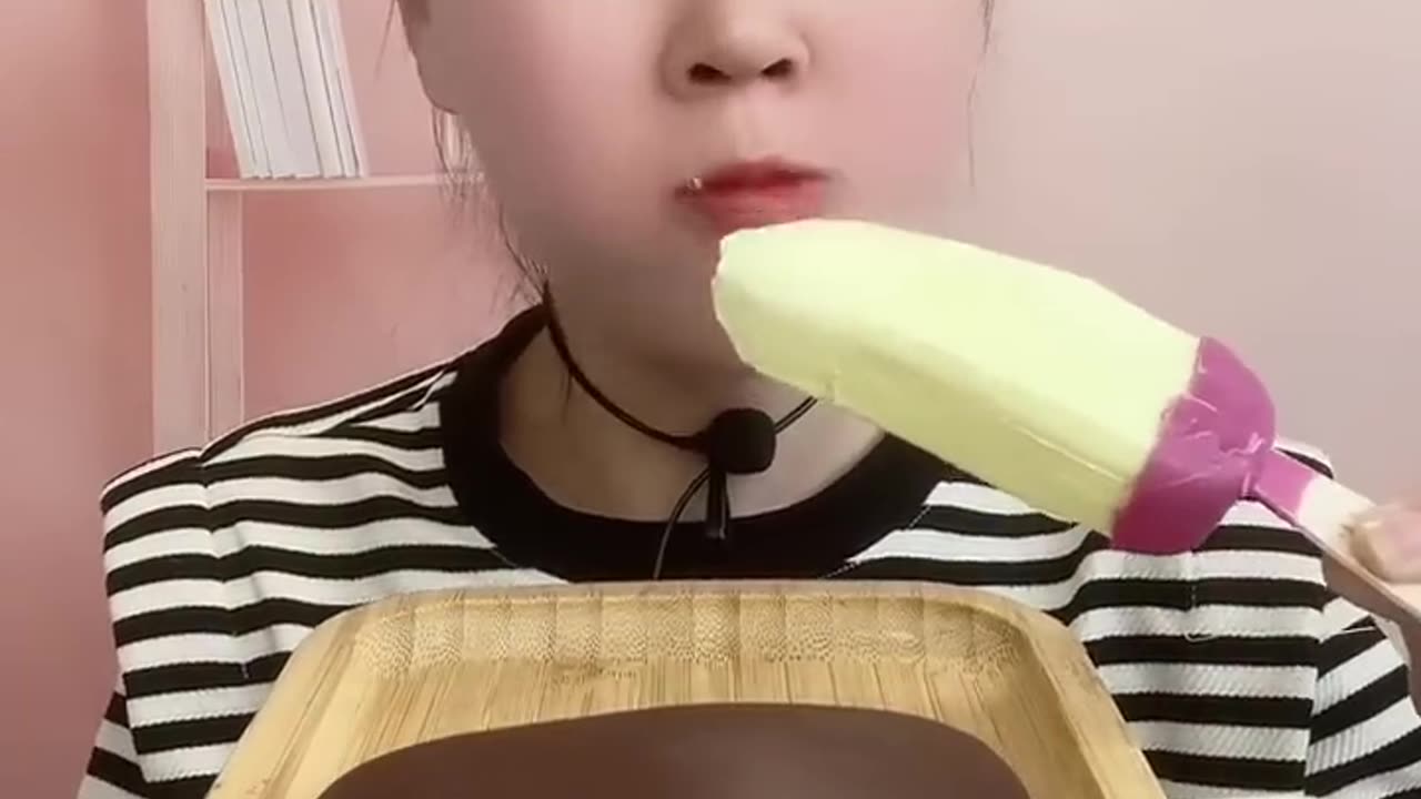 Girl ice cream bite