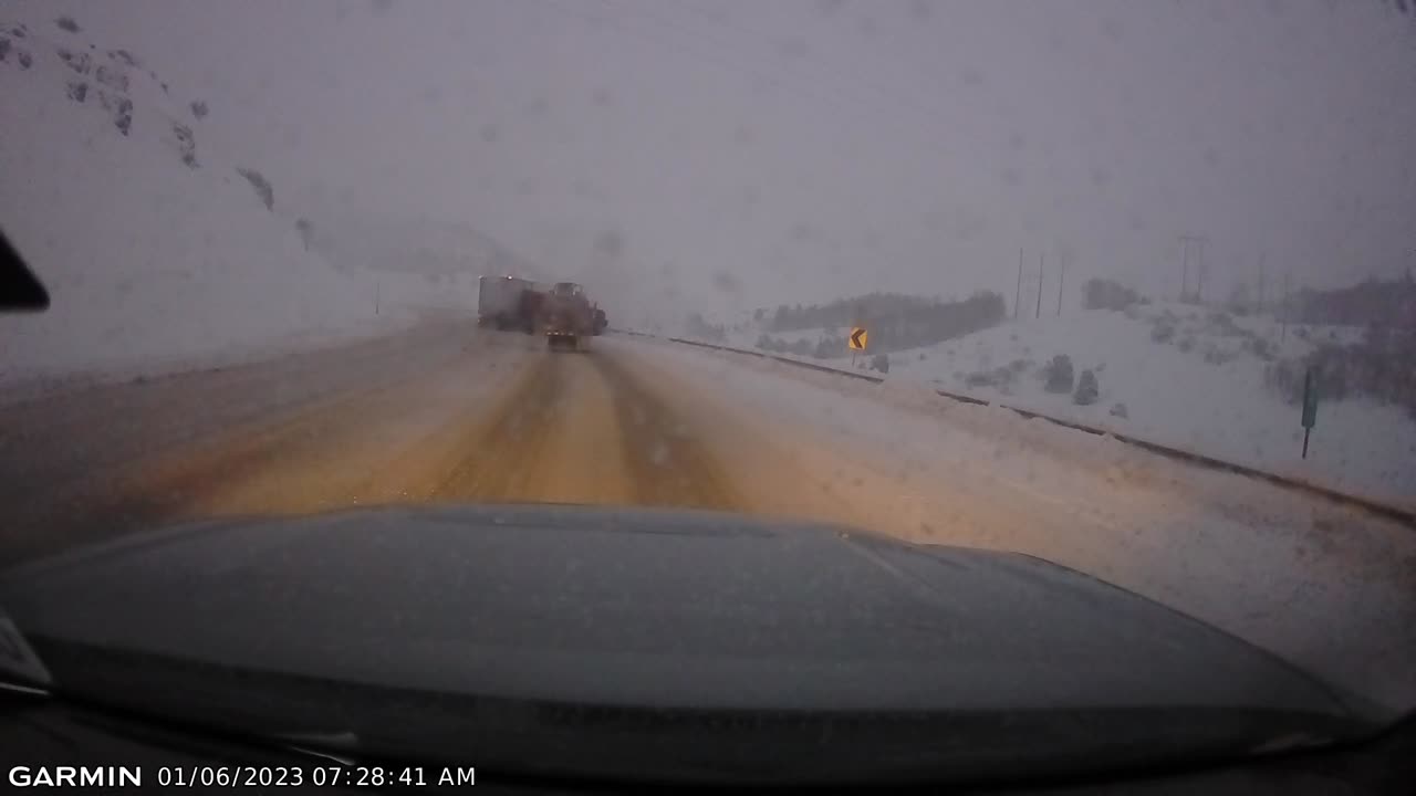 Semi-Trucks Collide on Snowy Highway in Utah