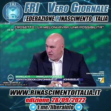 Crosetto, La Meloni avrà una sola possibilità - Vero Giornale 28.09.2022