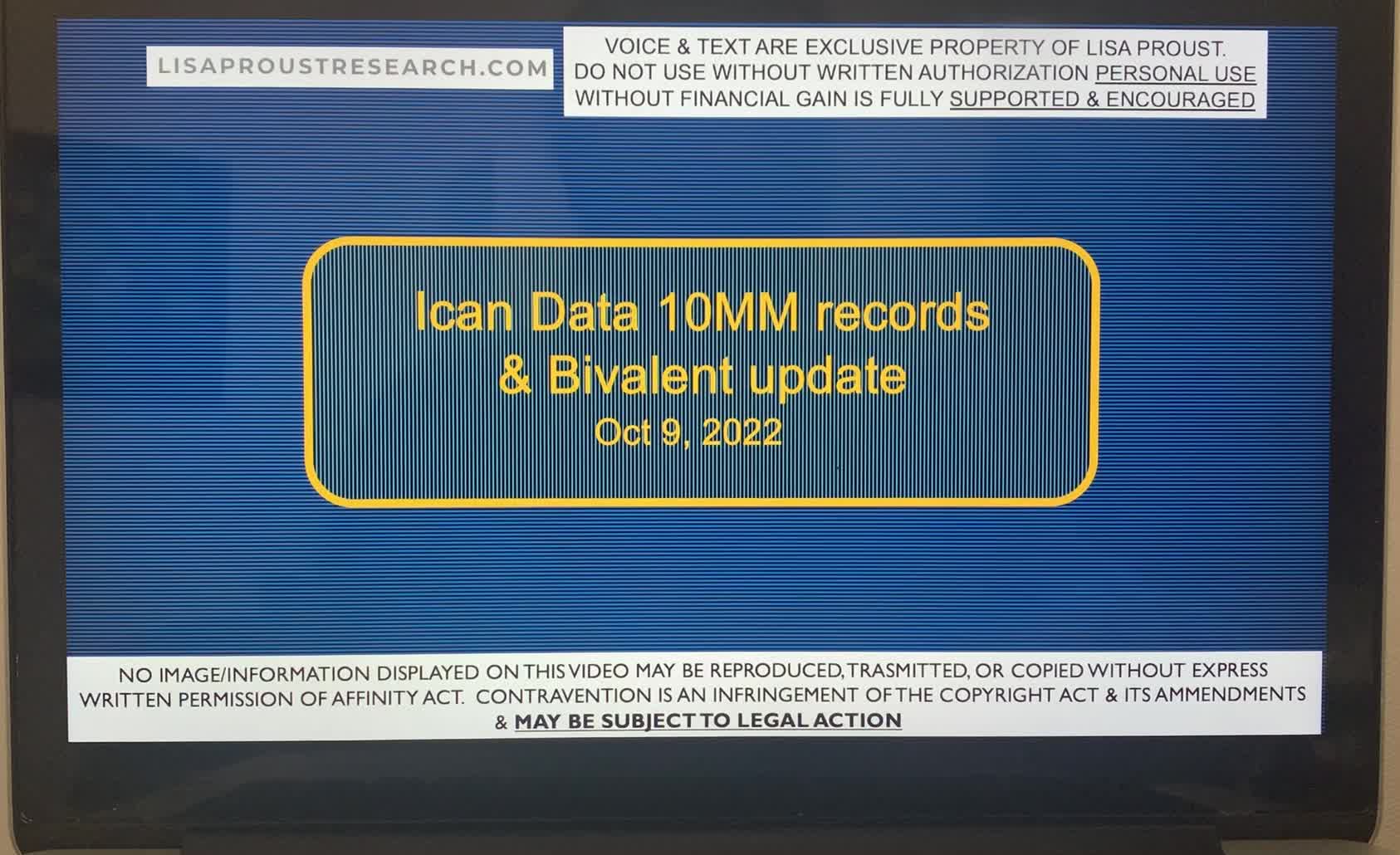 Ican Data 10MM records & Bivalent update Oct 9, 2022