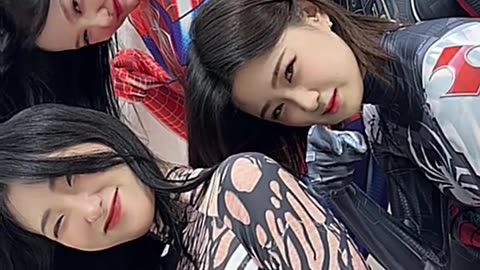 Cute girls in spider man costume
