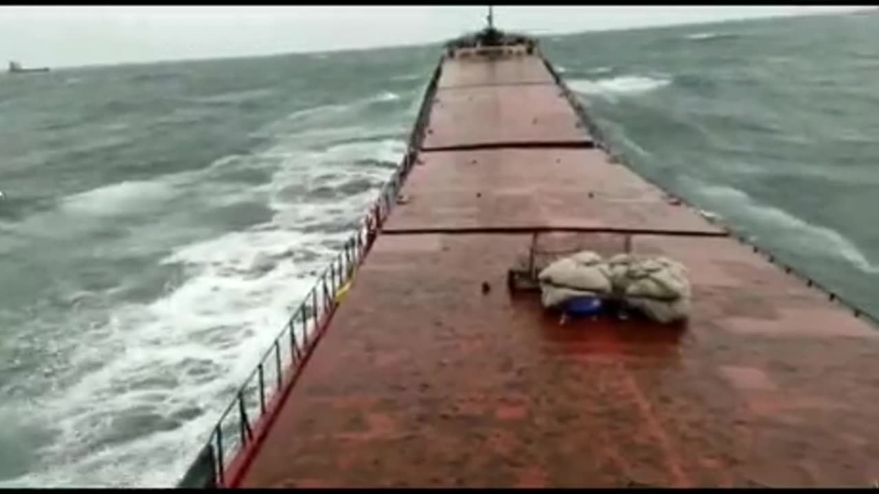 Massive ship breaks apart due to rough seas