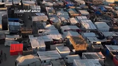 Temporary tents for displaced Palestinians are seen in Khan Younis