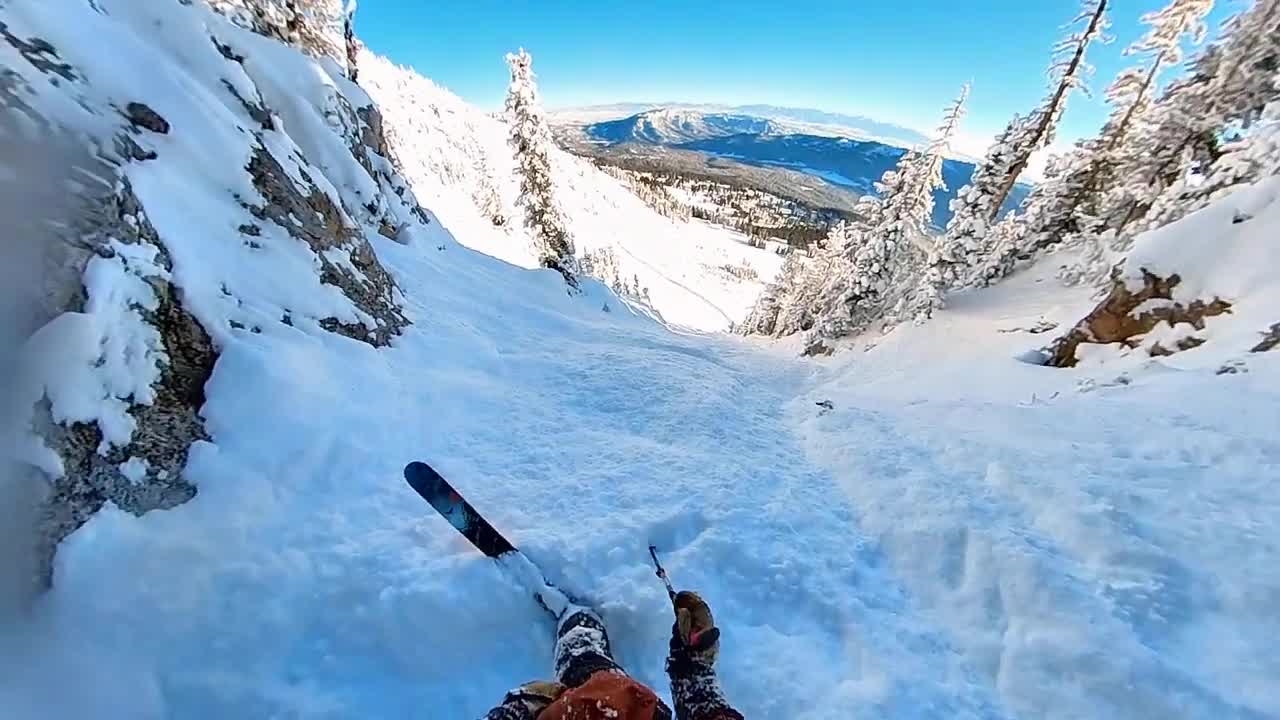 Backcountry Couloir Skiing- Bridger Bowl Montana (POV)