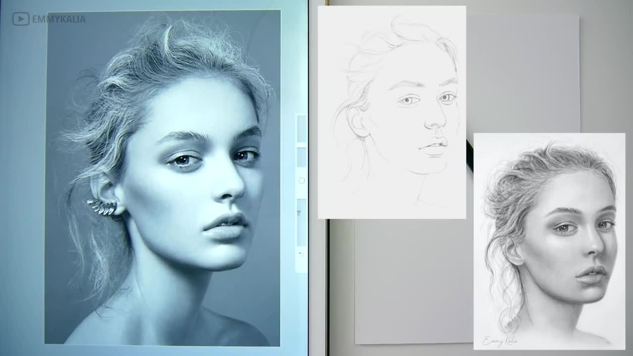 How to draw a face for beginners from sketch to finish | Emmy Kalia