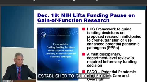 Fauci announces Gain of Function lifting at NIH