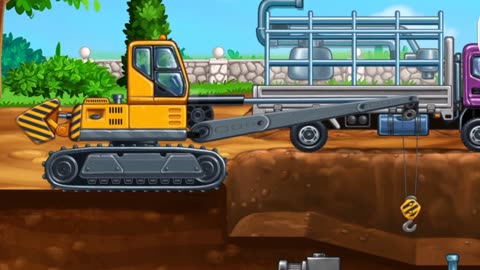 Cartoon l kids cartoon l JCB l cement mixer l building construction l kids car