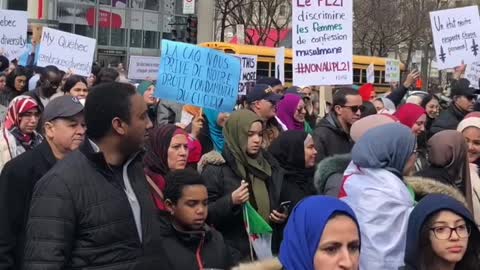 Massive demonstration against Bill 21 in downtown Montreal