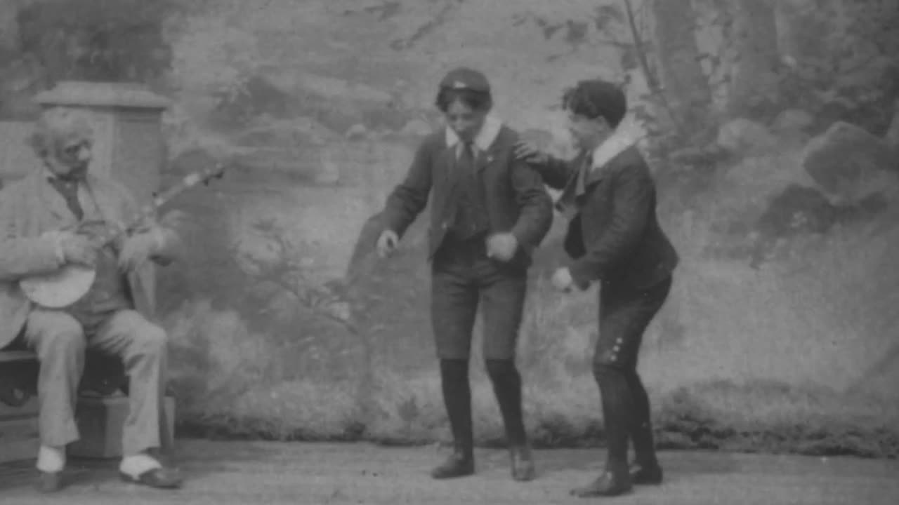 Foxy Grandpa Plays Banjo As Well As He Dances (1902 Original Black & White Film)