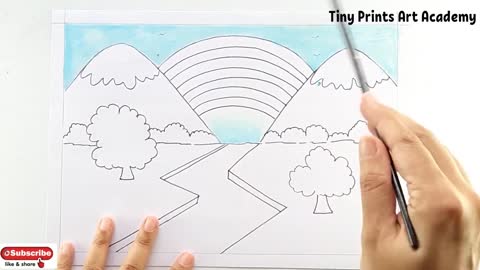 Draw Easy Rainbow Scenery/Drawing Easy Scenery with Rainbow