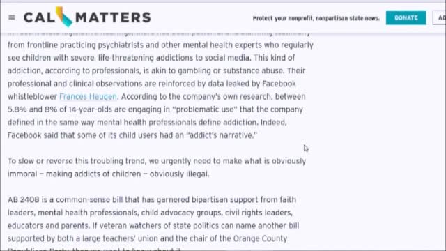 California votes on bill to hold social media accountable for targeting kids