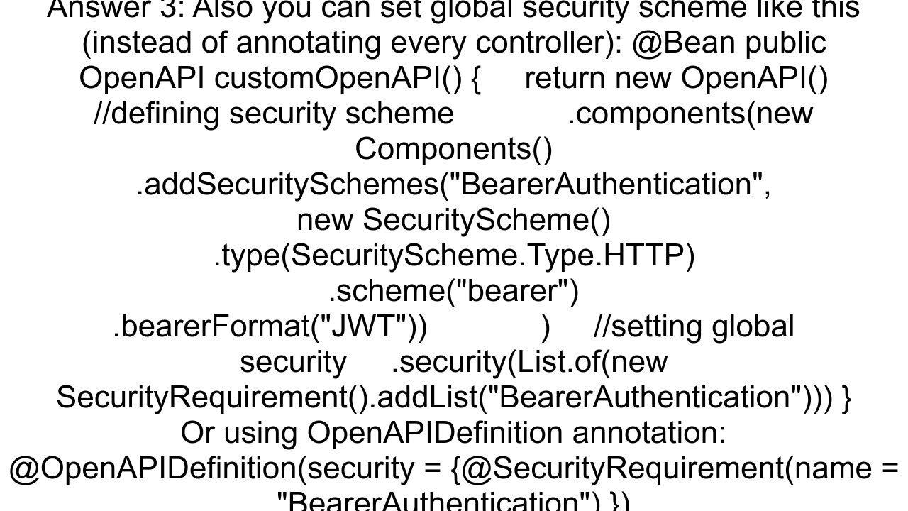 How to define Swagger SecurityScheme in a Spring Boot Application