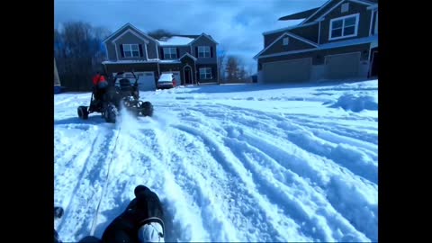 Going sledding using a go kart!