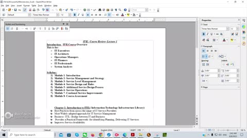 8/8/2023 ITIL: Course Review- Lecture 1