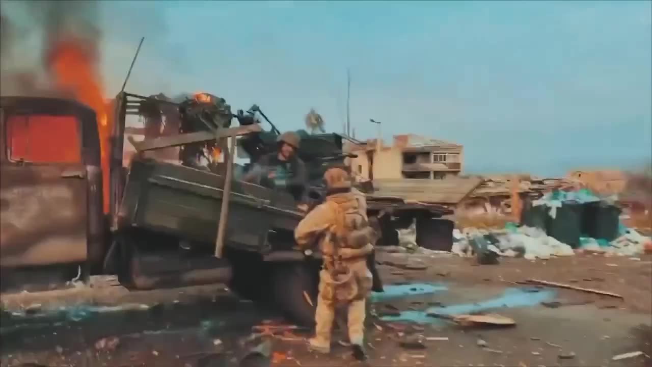 A ZIL truck was hit by a ZU-23 ZUU.