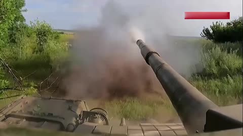 russian tank clearing tree line