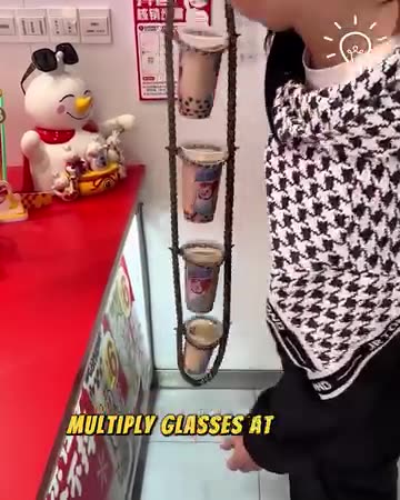 Using a bike chain to carry multiply glasses at once is actually a great idea