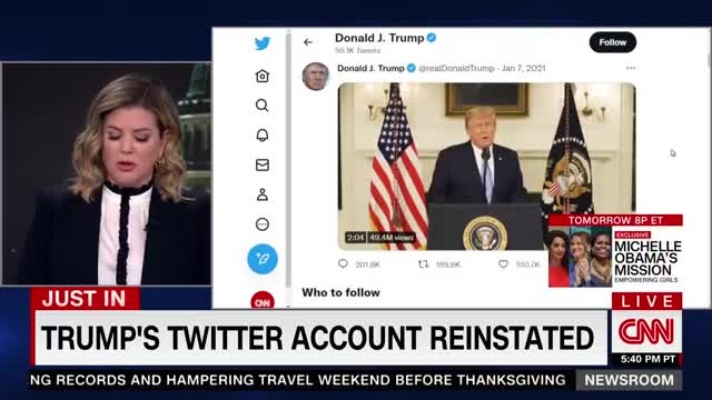 Donald Trump’s Twitter account reinstated