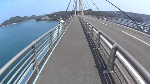 Cycling across the Takarajima Bridge, Kyushu Japan