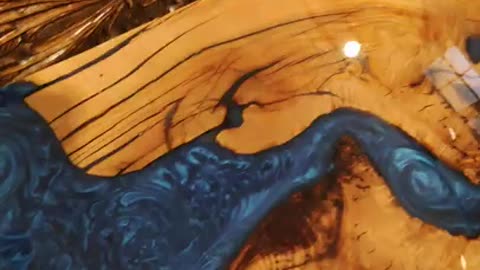 Epoxy Resin Art wood and blue epoxy