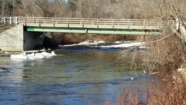 Ice Dam Breaks and Creates Torrential Water Flow