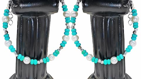 GN-20241018-01 S925 Silver And Natural Turquoise High Quality Pearl Low Profile Luxury Bracelet Hot