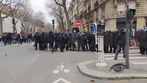 Chaos in Paris over pension reform. CORPORATE MEDIA SILENT..