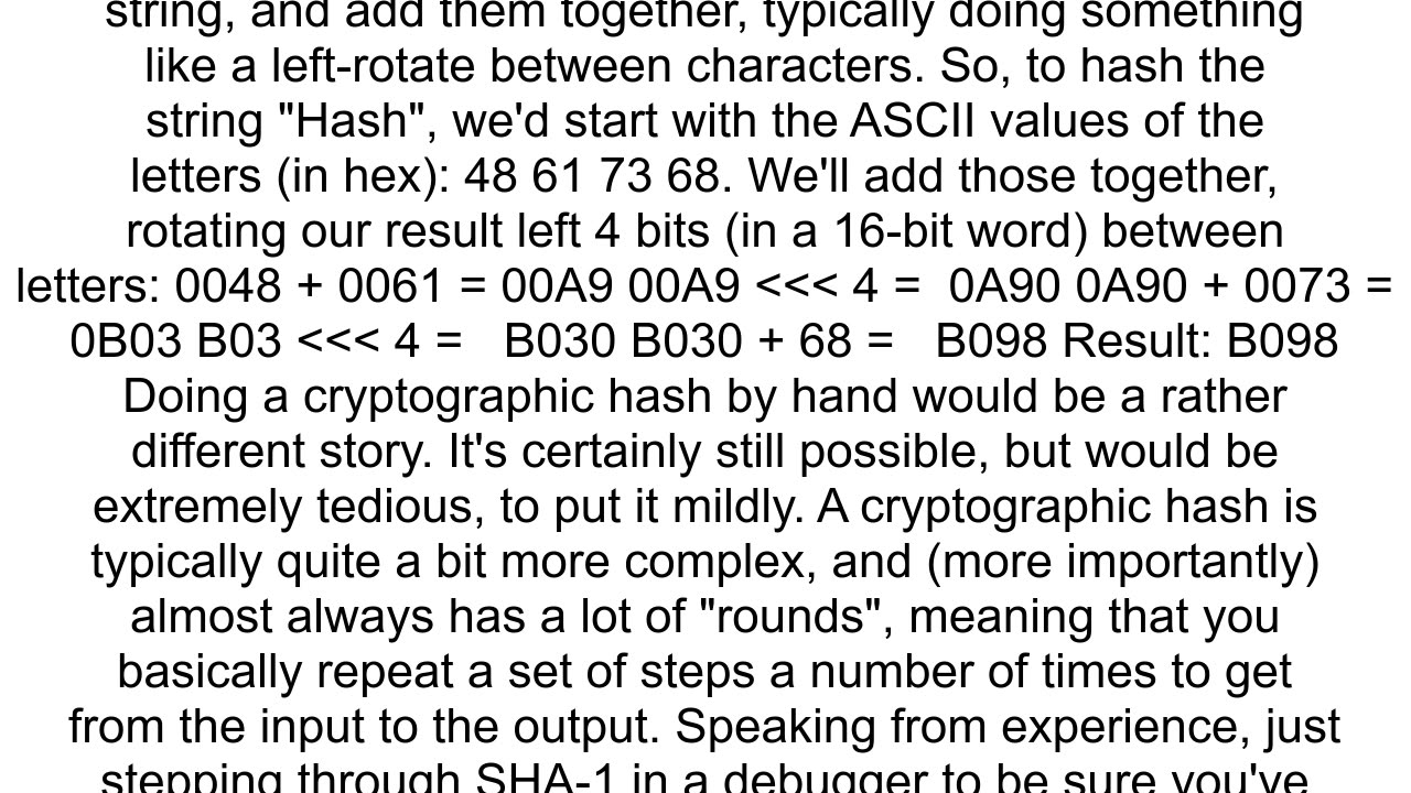 Doing a hash by handmathematically