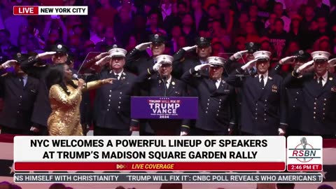 Thousands rise for powerful rendition of the Star-Spangled Banner at Trump rally, MSG NYC 🇺🇸