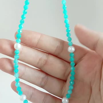 Turquoise faceted Amazonite orange Garnet beads sakura onyx orange spiny oyster necklace 02