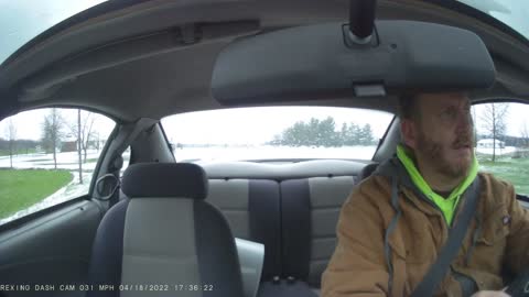 in car view of bald eagle