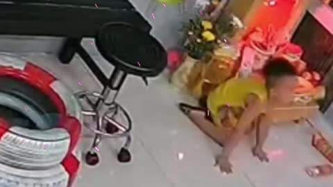 The baby spins around and gets dizzy like drunk