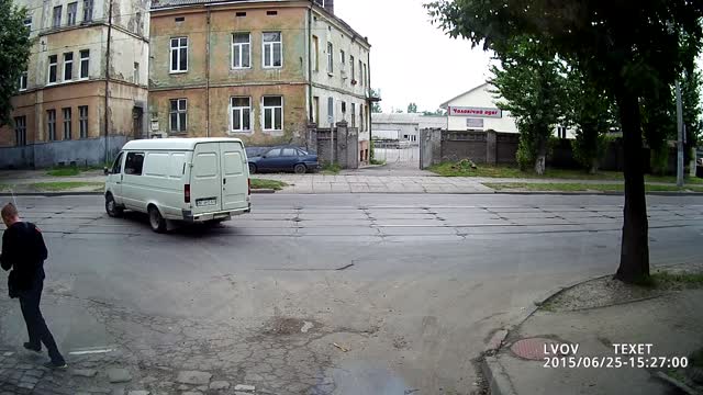 Van Gets T-boned by a Pedestrian