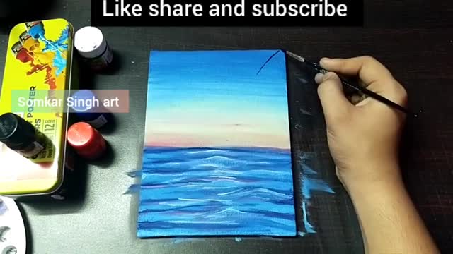 #canvaspainting#somkarsinghart #waterscenerypainting scenery painting