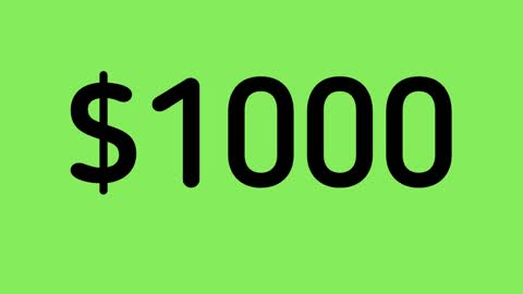 count up $1000 - black HD - green screen