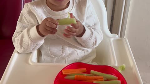 Baby karim’s eating cucumber 🥒 & carrots 🥕