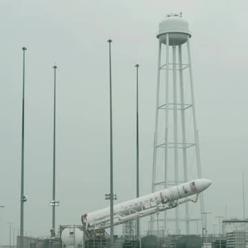Antares Rocket Raised on Launch Pad