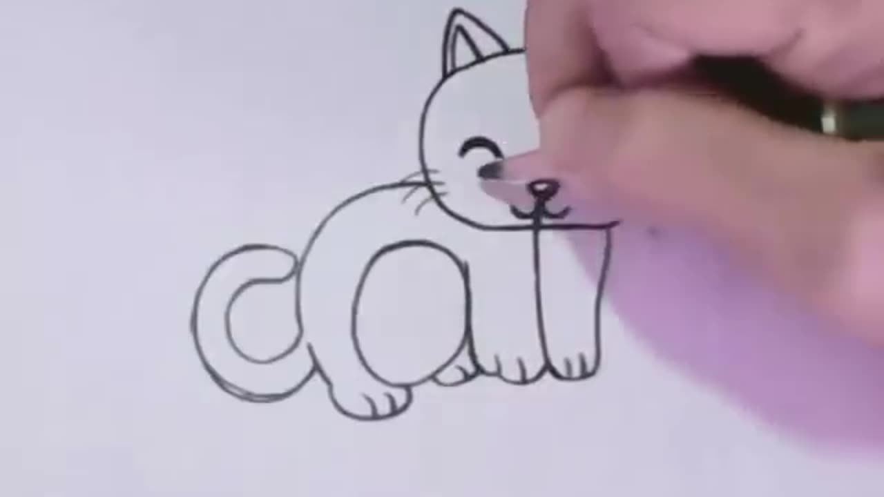 Very Easy! How to turn Words Cat Into a Cartoon Cat. (Word) learning step by step for kid