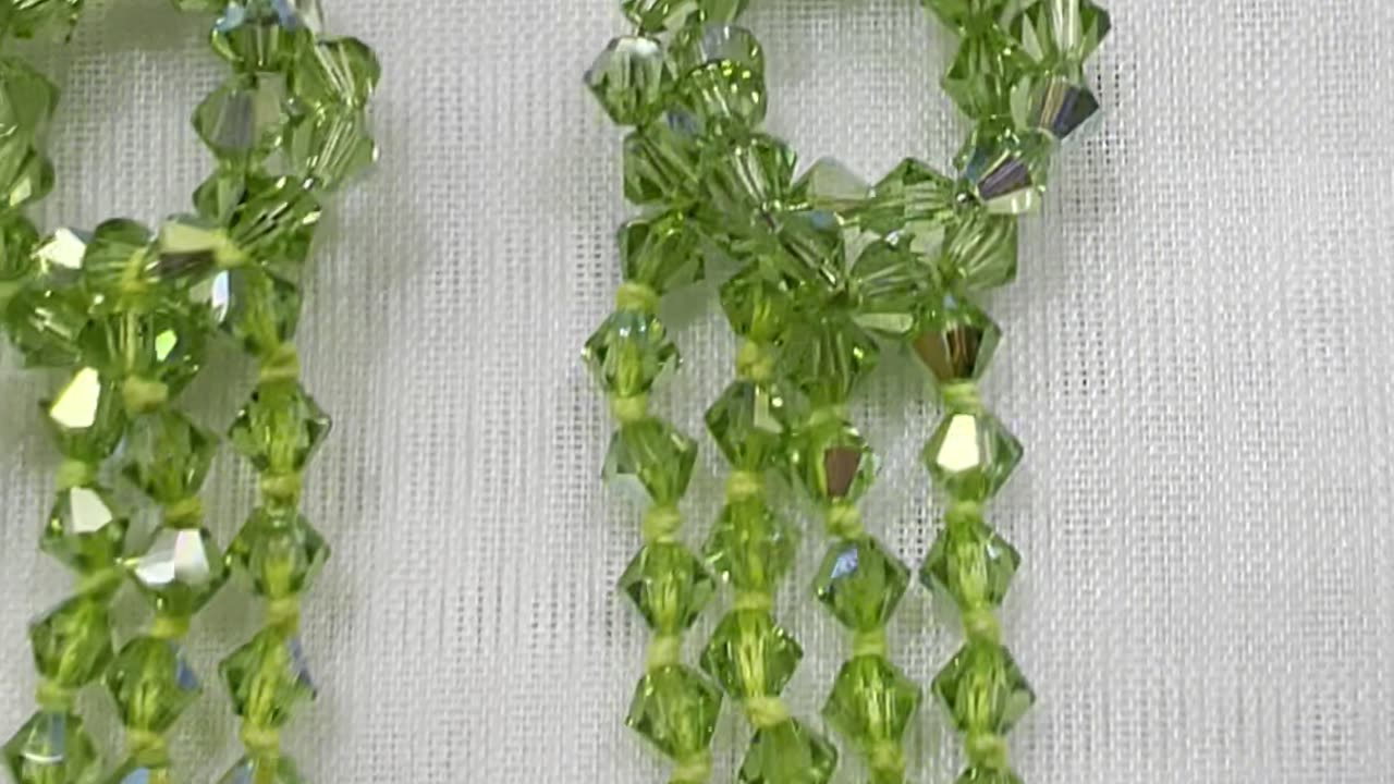 Handmade + Knotting Unique 3” Drop Earrings Made with Swarovski Peridot AB