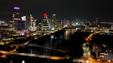 Downtown Austin aerial hyperlapse on a windy night!