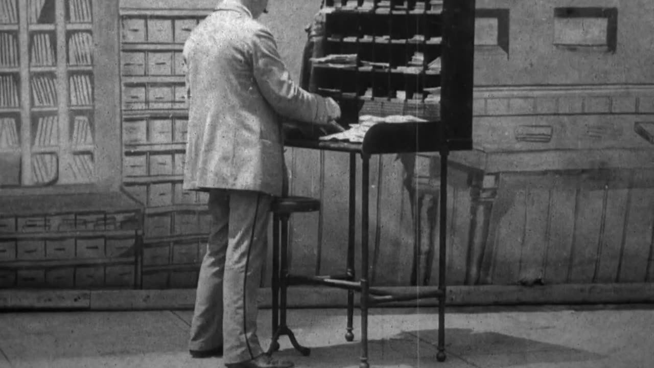 Routing Mail For Delivery By Carrier, United States Post Office (1903 Original Black & White Film)