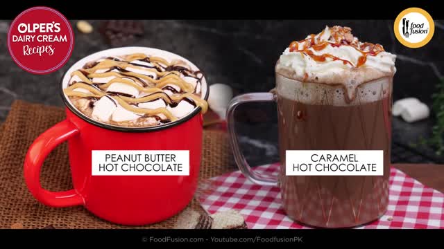 Hot Chocolate 2 ways (Peanut butter & Caramel) Recipe by Food Fusion