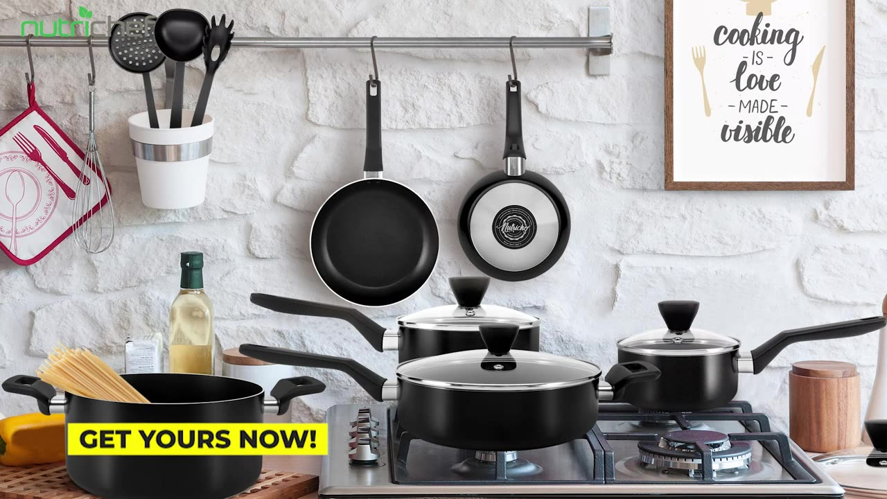 Nutrichef 13 peice non stick kitchen cookware.click km link in description to buy.