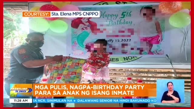 Mga pulis, nagpa-birthday party para sa anak ng inmate.