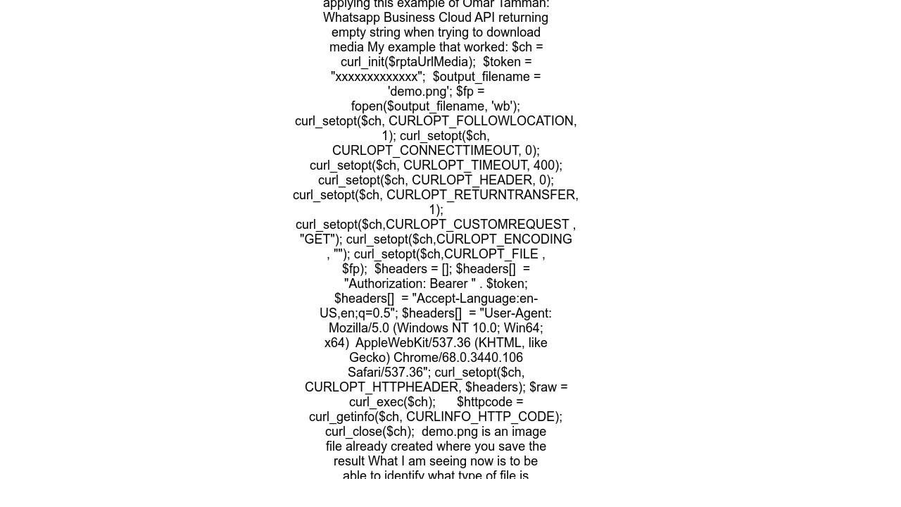 Error WhatAspp cloud API save image using cURL and PHP