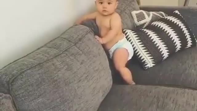 Cute baby challenges mom