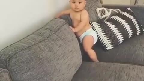 Cute baby challenges mom