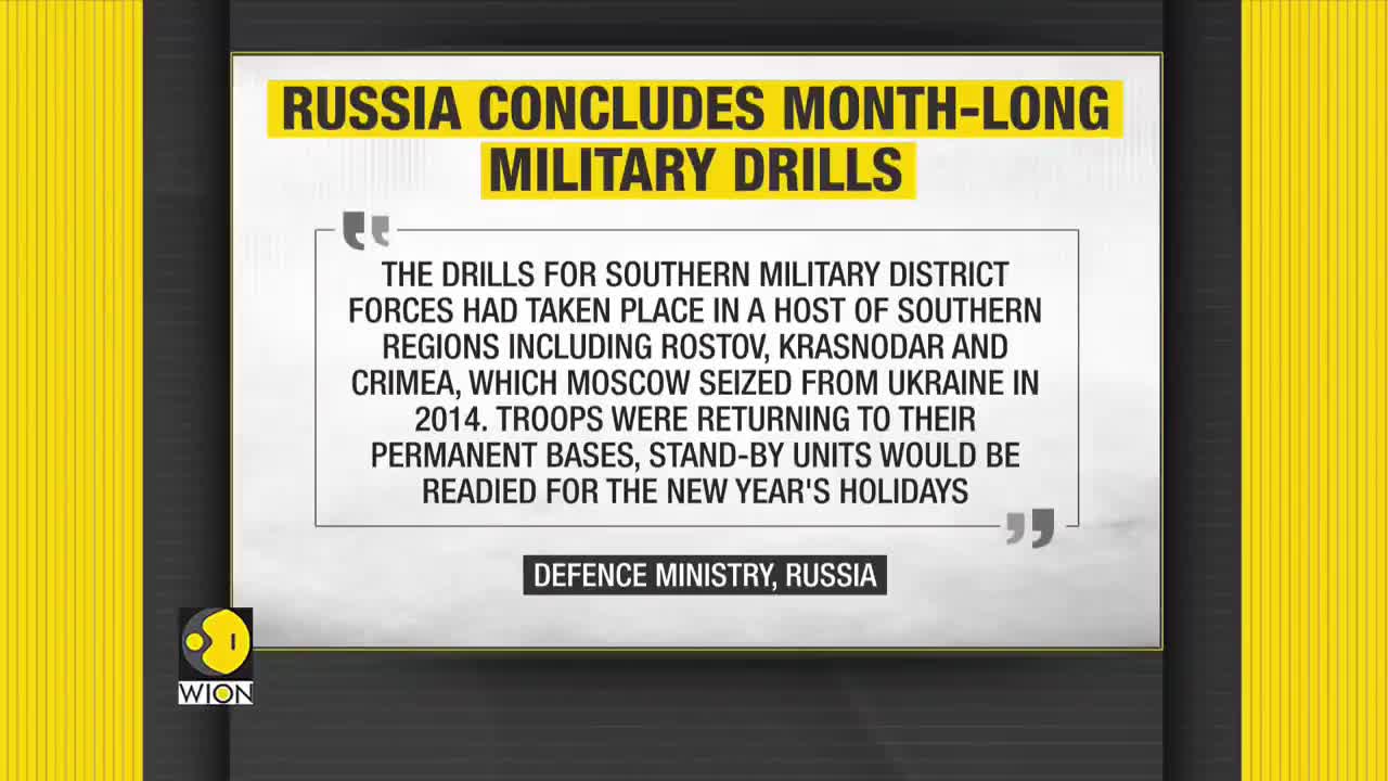 Russia- Month-long military drills concluded near Ukraine - 10,000 troops return to permanent base