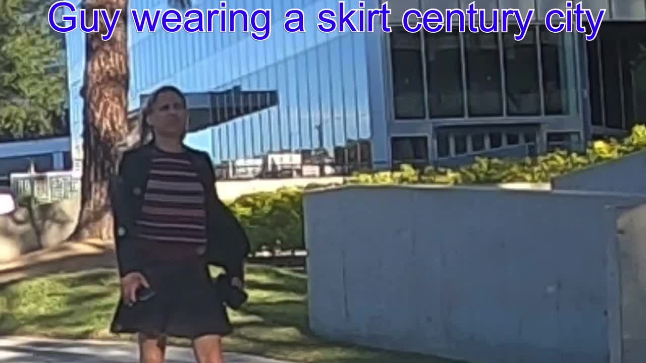 A guy wearing a skirt Century City Los Angeles California